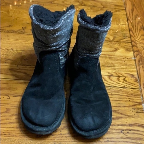 BEARPAW Black Silver Shiny Boots Size 8 - Picture 4 of 10